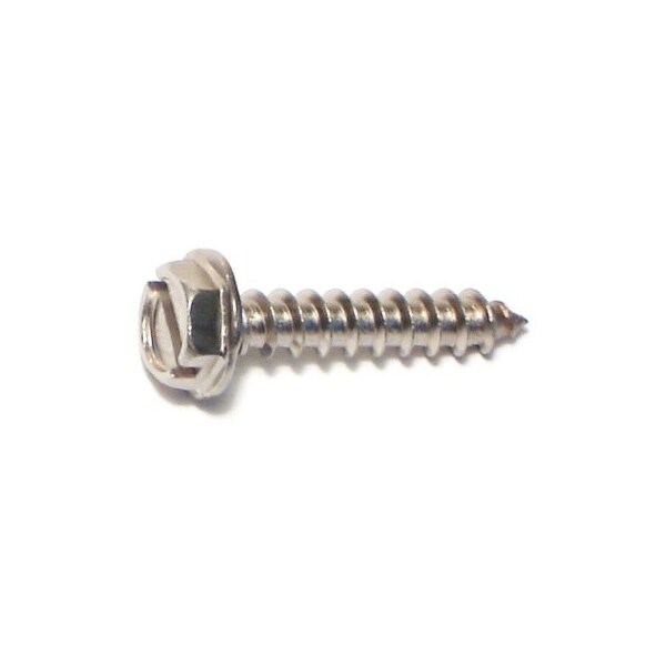 Midwest Fastener Sheet Metal Screw, #10 x 1 in, 18-8 Stainless Steel Flange Hex Head Slotted Drive, 100 PK 08180 - main
